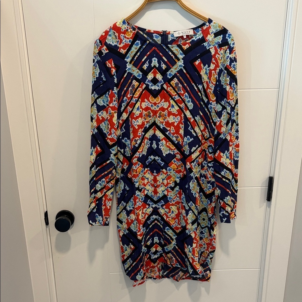 Wayf Multicolor Geometric Long Sleeve Dress size small